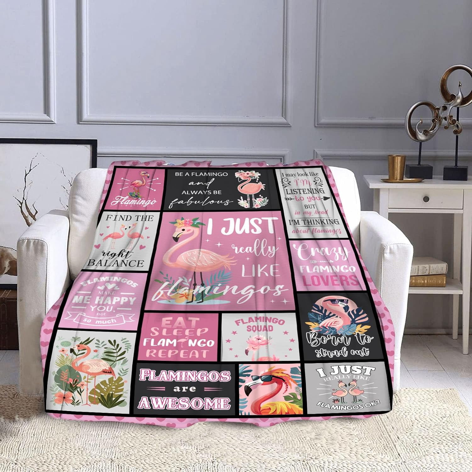 Flamingo Gifts Flamingo Blanket for Women,60x80 Inch Pink Flamingo Blanket for Girls, Flamingo Plush Blanket Flamingo Throw, Flamingo Decor, Flamingo Stuff,Christmas Birthday Gifts for Flamingo Lovers