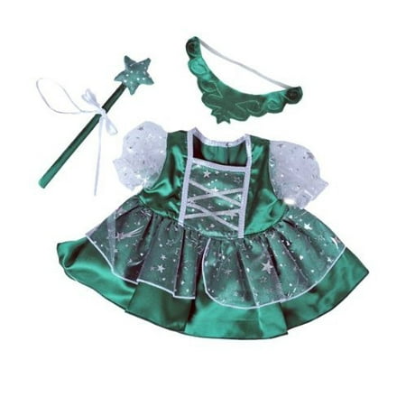 Dressed Teddy Bear - Green Fairy Princess Dress w/Wand Teddy Bear Clothes Outfit Fits Most 14