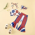 thumbnail image 4 of Mercatoo Toddler Baby Girl Outfits Knitted Sleeveless T Shirt Vest Crop Tops Striped Bell Bottom Pants Set Summer Clothes, 4 of 6