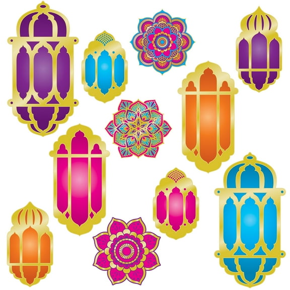 Foil Lantern & Mandala Cutouts, 6.75"-15", (11 Pcs/Pkg)