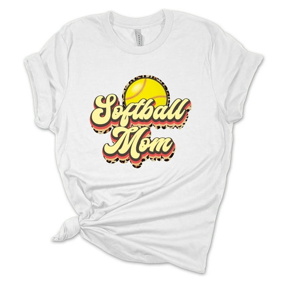 Womens Softball Tshirt Retro Softball Mom Short Sleeve T-shirt-White-6xl