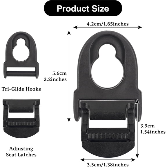 4 Sets Kayak Seat Clips and Hooks, Kayak Replacement Parts Compatible with Lifetime Emotion, Kayak Accessories (Black)