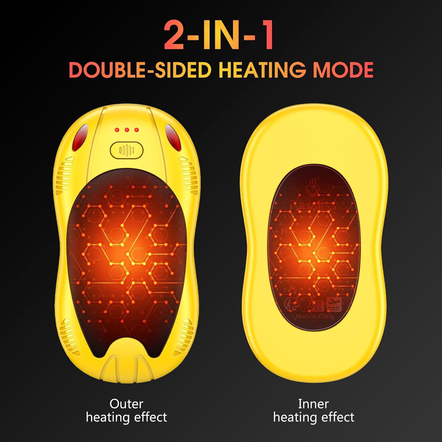 2 Pack Hand Warmers Rechargeable 2-in-1 Hand Warmer 10000 mA 3 Level Double-Side Heating Electric Hand Warmer Reusable Best Warm Winter Gift for Women Men