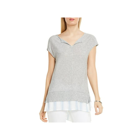 UPC 039373903953 product image for Vince Camuto Womens Split Neck Shirttail Hem Tunic Top Gray L | upcitemdb.com