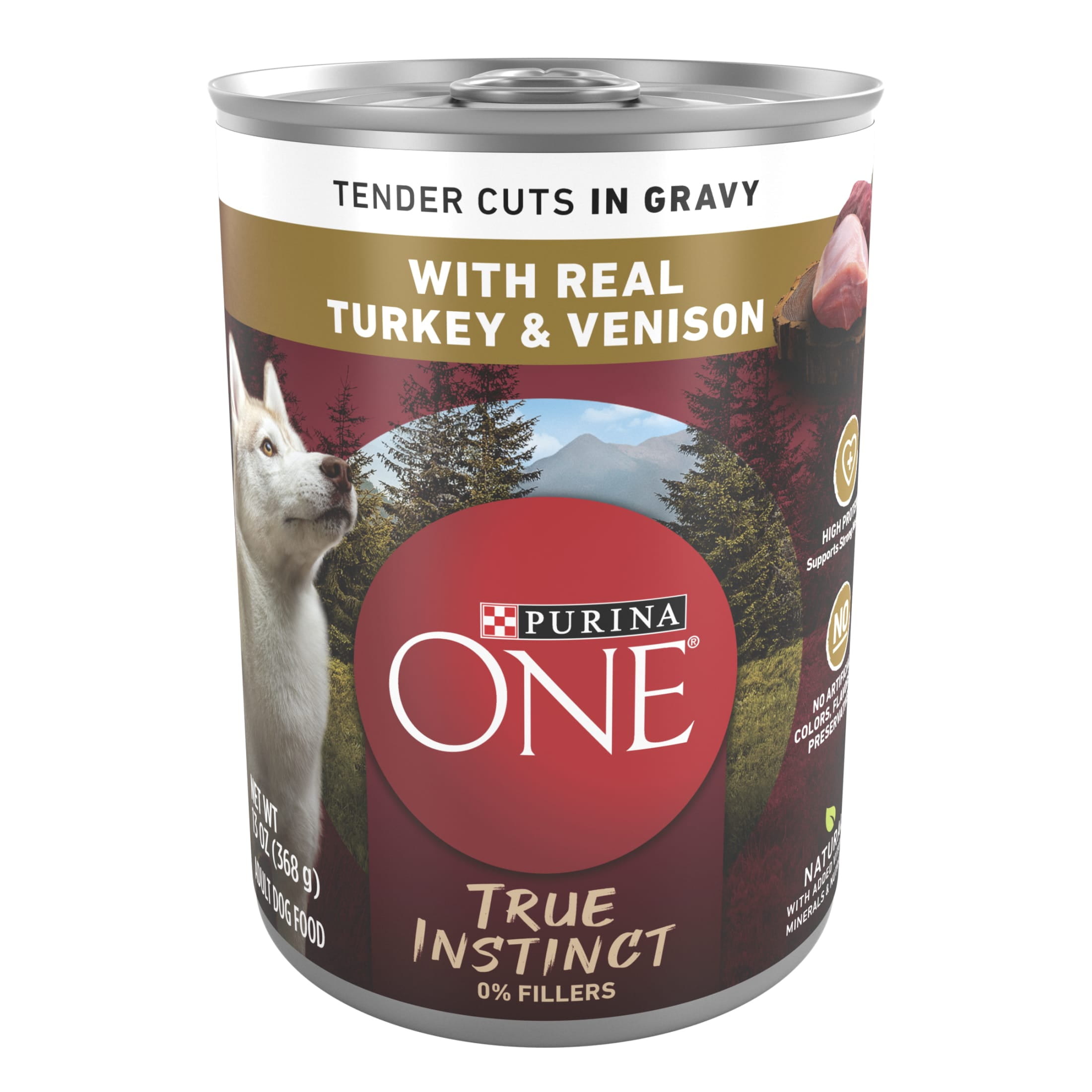 (12 pack) Purina ONE True Instinct Wet Dog Food, High Protein Soft Turkey & Venison, 13 oz Can
