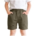 thumbnail image 2 of Zpanxa Cargo Shorts Boys' Cropped Pants Summer Boys' Mid Length Pants Children's Workwear Shorts Solid Color Casual Pants Army Green 7-8 Years, 2 of 8