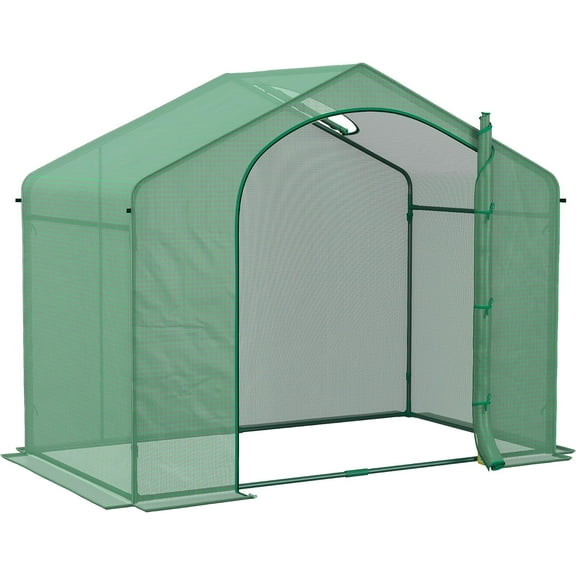 ANHXN Portable Walk-in Greenhouse, PE Cover, Steel Frame Garden Hot House, Zipper Door, Top Vent for Flowers, Vegetables, Saplings, Tropical Plants, Green