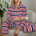 thumbnail image 6 of Yiaed USA Colors Stripes Print Pajamas Women's Long Sleeve Sleepwear Soft Button Down Loungewear Pjs Lounge Set Nightwear Womens Pajama Pants-, 6 of 7