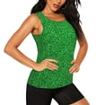 thumbnail image 2 of Fotbe Green Sparkling Shiny Blusas Sin Mangas para Mujer – Estilo Casual, Corte Suelto, Slim-Fit, Cuello Redondo Deportivo, Tops de Verano para Gimnasio y Yoga-Large, 2 of 7