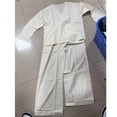 thumbnail image 4 of Linen Sets for Women 2 Piece 2026 Summer Casual Lounge Sets V Neck Long Sleeve Shirts and Wide Leg Pants Beach Outfits Office Sets, 4 of 5