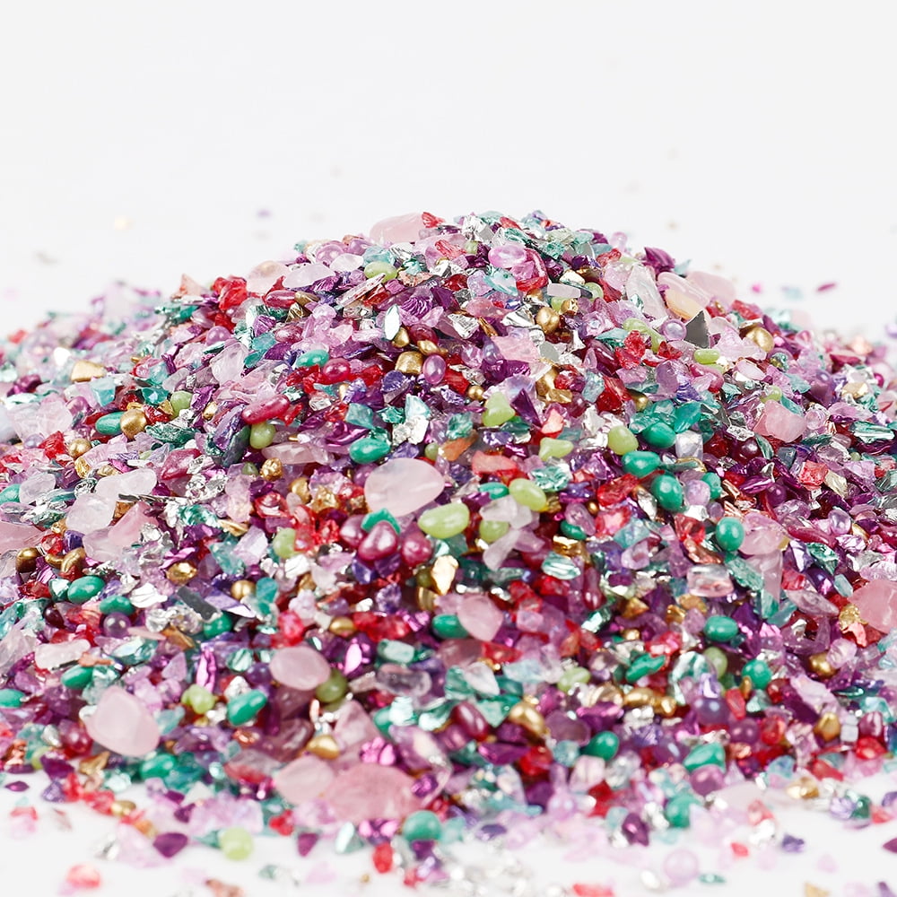 Namzi 20g Crushed Glass Chips Multi-Color Glitter Stones for Nail Art, Vase Filler, Craft Projects Decor,D17