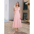 thumbnail image 3 of Pink Lace-Up Front Slit Thigh Shaping Ruched Camisole Maxi Dress, 3 of 7