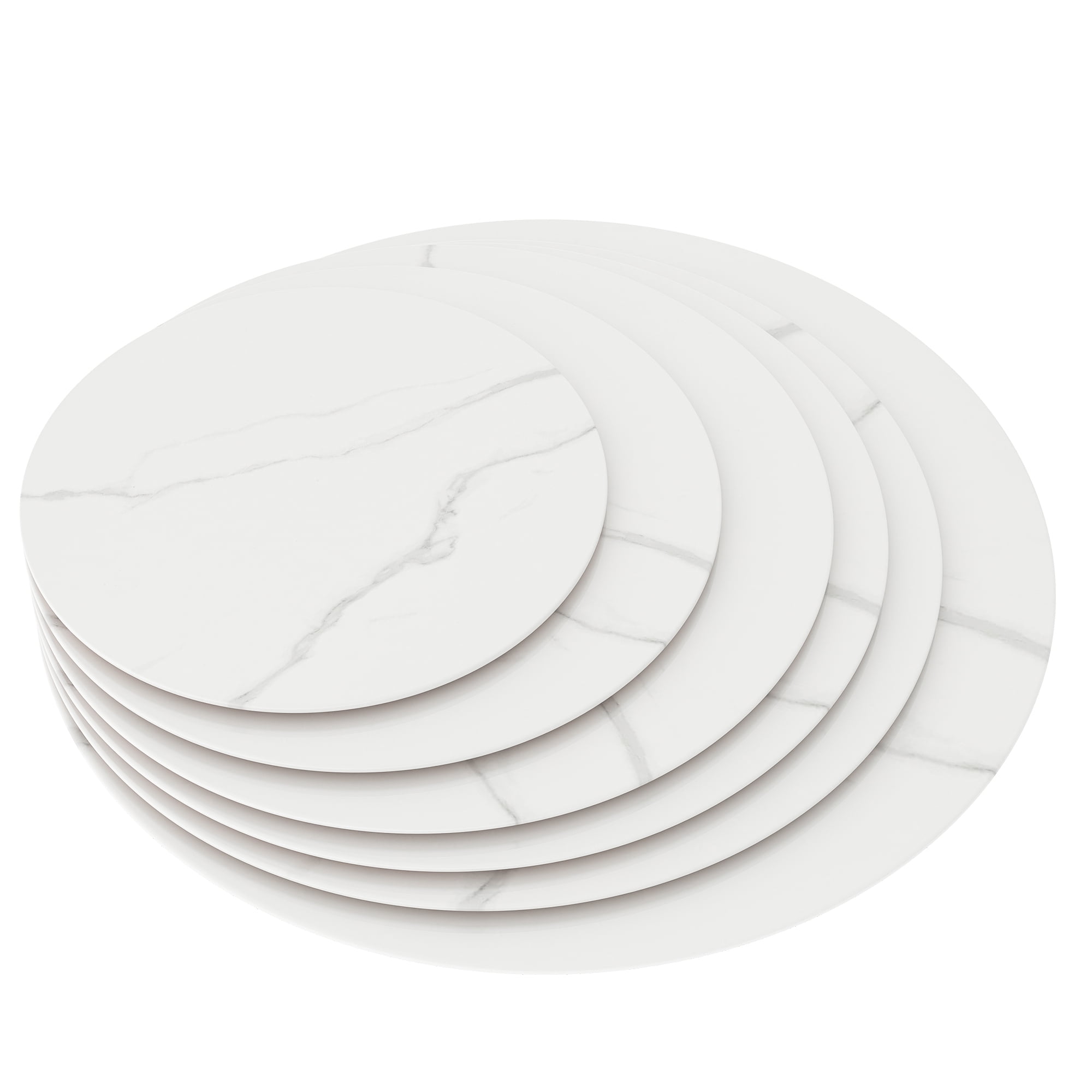 Round Glass Table Top, 32 Inch Marble Pattern Tempered Glass Replacement Desktop for Indoor Outdoor Patio Home Furniture, White