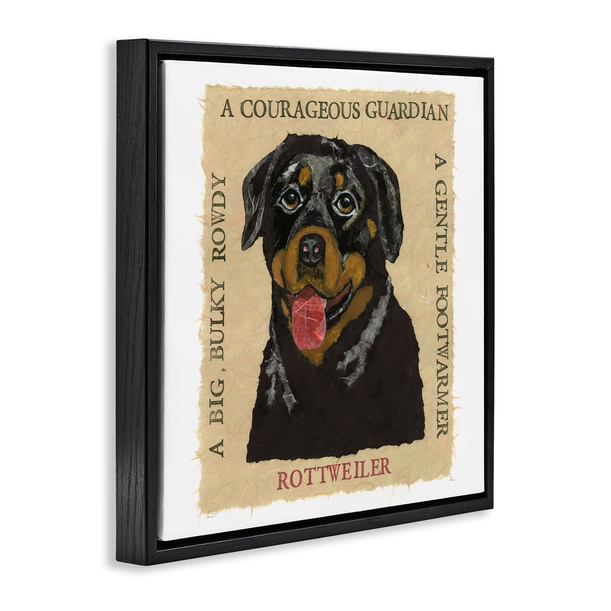 Stupell Industries Fun Rottweiler Pet Phrases Animals Painting Black Floater Framed Canvas Art Print Wall Art, 18 x 18