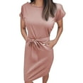 thumbnail image 1 of Summer Dress With Belt For Casual And Date Outfits Short Sleeve Design Easy Care And Versatile Wear, 1 of 6