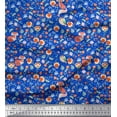 thumbnail image 1 of Soimoi Satin Silk Fabric Floral,Bird & Fox Cartoon Print Fabric by The Yard 42 Inch Wide, 1 of 1