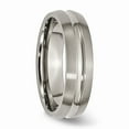 thumbnail image 4 of Grey Titanium Ring Band Love Knots Wedding Grooved 6mm Brushed and Polished, 4 of 6
