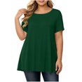 thumbnail image 2 of ClodeEU Plus Size Women's Round Neck Short Sleeve Tunic Top,Casual Loose A Line Flared Hem Solid Swing Blouse ,Women's Plus XXL, 2 of 6