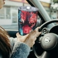 thumbnail image 6 of KLL Red Flame Wolf Head Print 40oz Stainless Steel Insulated Car Cup with Spillproof Lid - Keep Your Drink Hot or Cold on the Go-Without Straw, 6 of 8