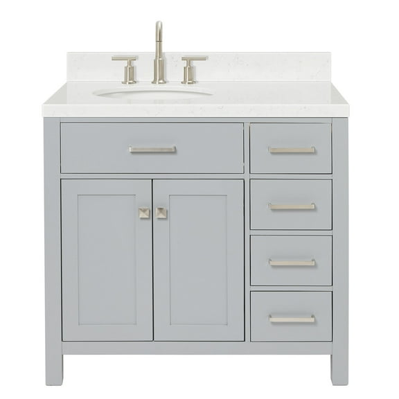 Ariel H036slcqovo Bristol 36" Free Standing Single Basin Vanity Set - Grey
