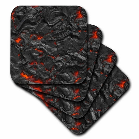 

3dRose Image of Close Up Of Lava Rock On Fire - Soft Coasters set of 8