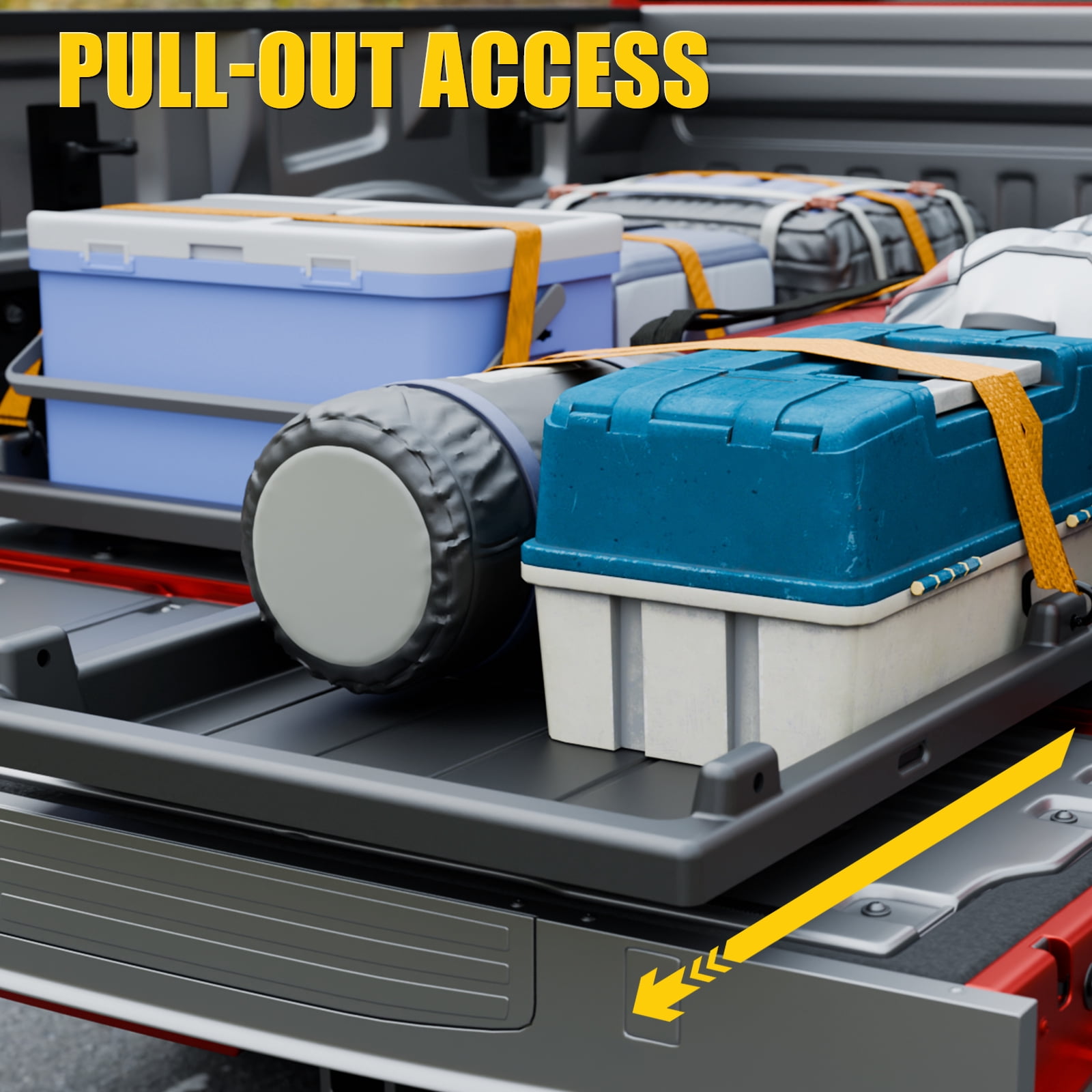 Slide Out Truck Bed Cargo Tray, HDPE Lightweight Sliding Organizer, 500 lbs Capacity, Fit Ford F-150, Chevy Silverado, GMC Sierra, Dodge Ram, Toyota Tundra