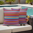 thumbnail image 4 of Rainbow Striped Outdoor Waterproof Pillow Covers, Red Blue Yellow Geometric Abstract Decorative Square Throw Pillowcase Sofa Cushion Sham for Patio/Couch/Chair, 16"x16" 2 Pack, 4 of 8