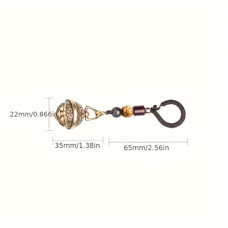1 copper bell key ring with drawing rope pendant -antique -style brass key ring accessories, key tidling | antique design | brass structure, small bell for crafts,Antique Bronze color-1