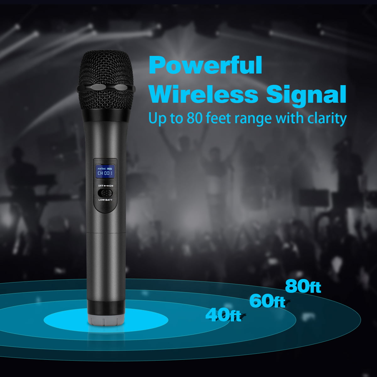 Wireless Microphone,Fifine Handheld Dynamic Microphone Wireless mic System  for Karaoke Nights and House Parties to Have Fun Over The Mixer,PA  System,Speakers-K025