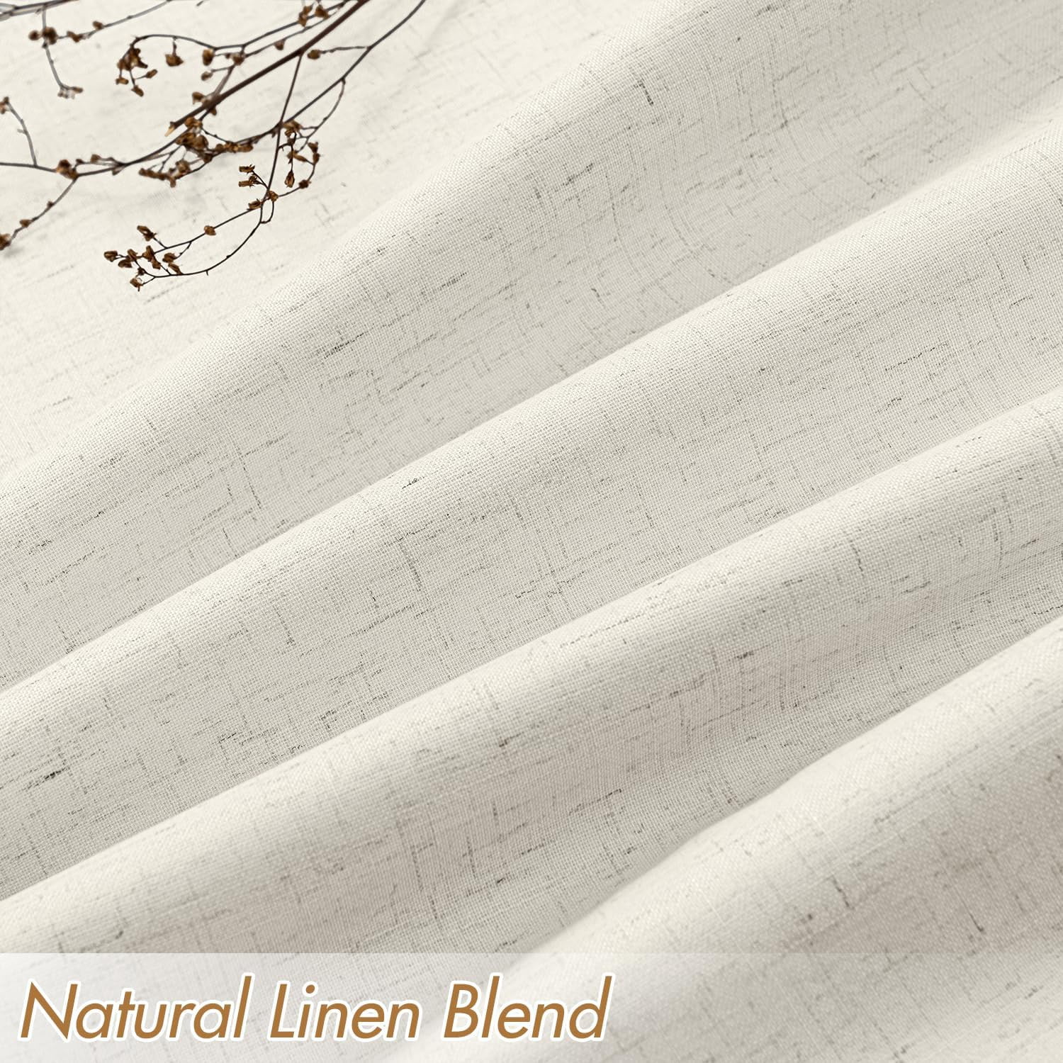 Cream Beige Linen Blackout Curtains 84 inch Long 2 Panels Set for Bedroom Back Tab Thermal Insulated 100% Black Out Drapes Pinch Pleated Hooks Room Darkening Window Curtain for Living Room