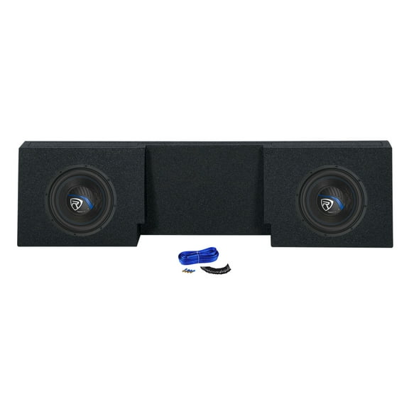 Rockville K5 W10K5S2 Bundle: (2) 10 in 1200 W Peak 300 W RMS 2 Ohm Car Audio Subwoofers, REC91 Dual 10 in Sub Box Enclosure for GM Chevy Single Cab, Install Kit, 4-items