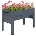 thumbnail image 2 of Outsunny 48" Fir Wood Raised Garden Bed w/ Tool Hooks, Gray, 2 of 9