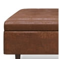 thumbnail image 3 of Shay 38 inch Wide Mid-Century Large Square Coffee Table Storage Ottoman in Distressed Saddle Brown Vegan Leather, 3 of 8