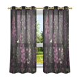 thumbnail image 6 of Yayeee Window Curtains Light Filtering 63"x42" Grommet Panel Pair Home Living Room Decor, Dark Purple Floral Pattern, 6 of 7