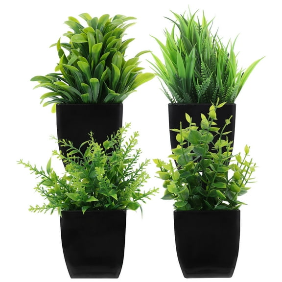ibasenice 4Pcs Artificial Eucalyptus Plants in Black Pots Realistic Faux Greenery for Indoor Decor