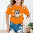 thumbnail image 2 of Curuila Kid Girls Tops Cartoon Print Crew Neck Short Sleeve Tee Summer Casual Loose T Shirt Orange Size 6-8 Years, 2 of 4