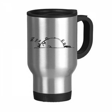 

Lazy Cat Lying Line Art Deco Fashion Travel Mug Flip Lid Stainless Steel Cup Car Tumbler Thermos