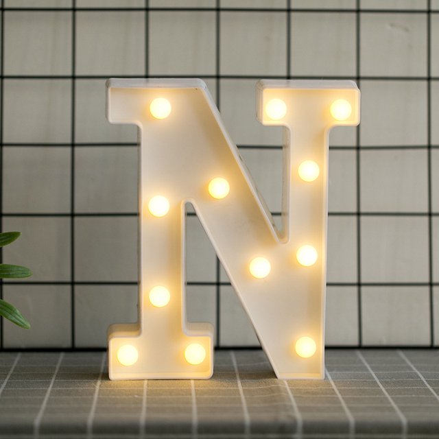 LED Marquee Letter Lights Sign, Light Up Alphabet Letter for Home Party Wedding Decoration(N)