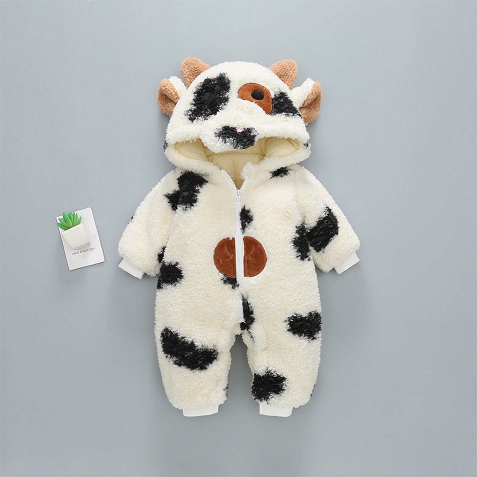 Baby Clothes Boy Girl Thick Snowsuit Winter Warm Coats Cow Prints Hooded Romper Jumpsuit