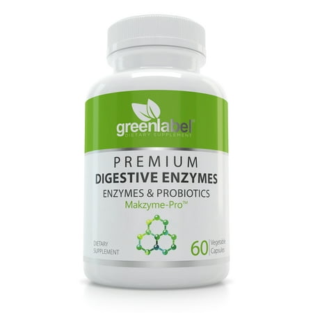 Green Label - Digestive Enzymes With Probiotics (Lactobacillus Acidophilus) - Probiotic Supplement, Probiotics for Men, Women - 1 Pack