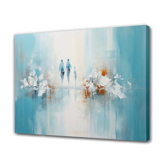 Abstract Art Modern Decorative Painting One Couple And Their Child Walk Hand In Hand Framed Canvas Poster Bedroom Decor Sports Landscape Office Room Decor Gift,Frame-style,16x24inch(40x60cm)