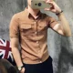 thumbnail image 3 of Camisas de hombre a rayas negras con bolsillo Camisa de hombre Cuello Barato Cosas Cómodas Xxl Ropa Popular Coreana Verano Novedad en I, 3 of 5