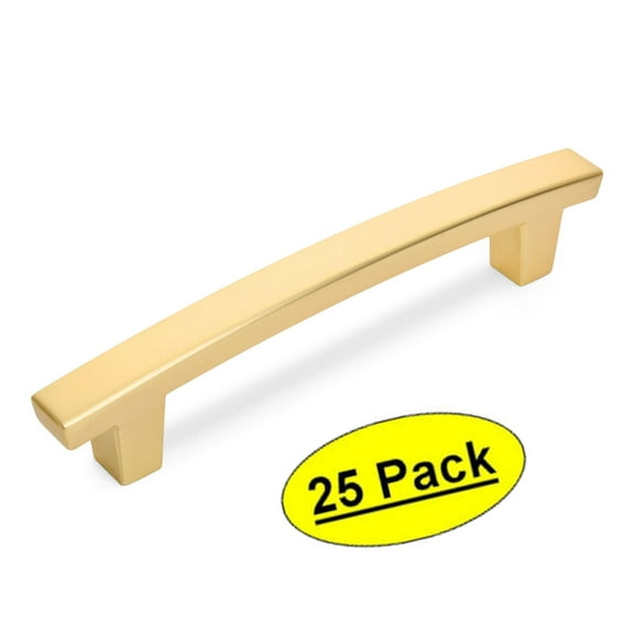 25 Pack - Cosmas 5238BG Brushed Gold Contemporary Cabinet Hardware Handle Pull - 4" Inch (102mm) Hole Centers