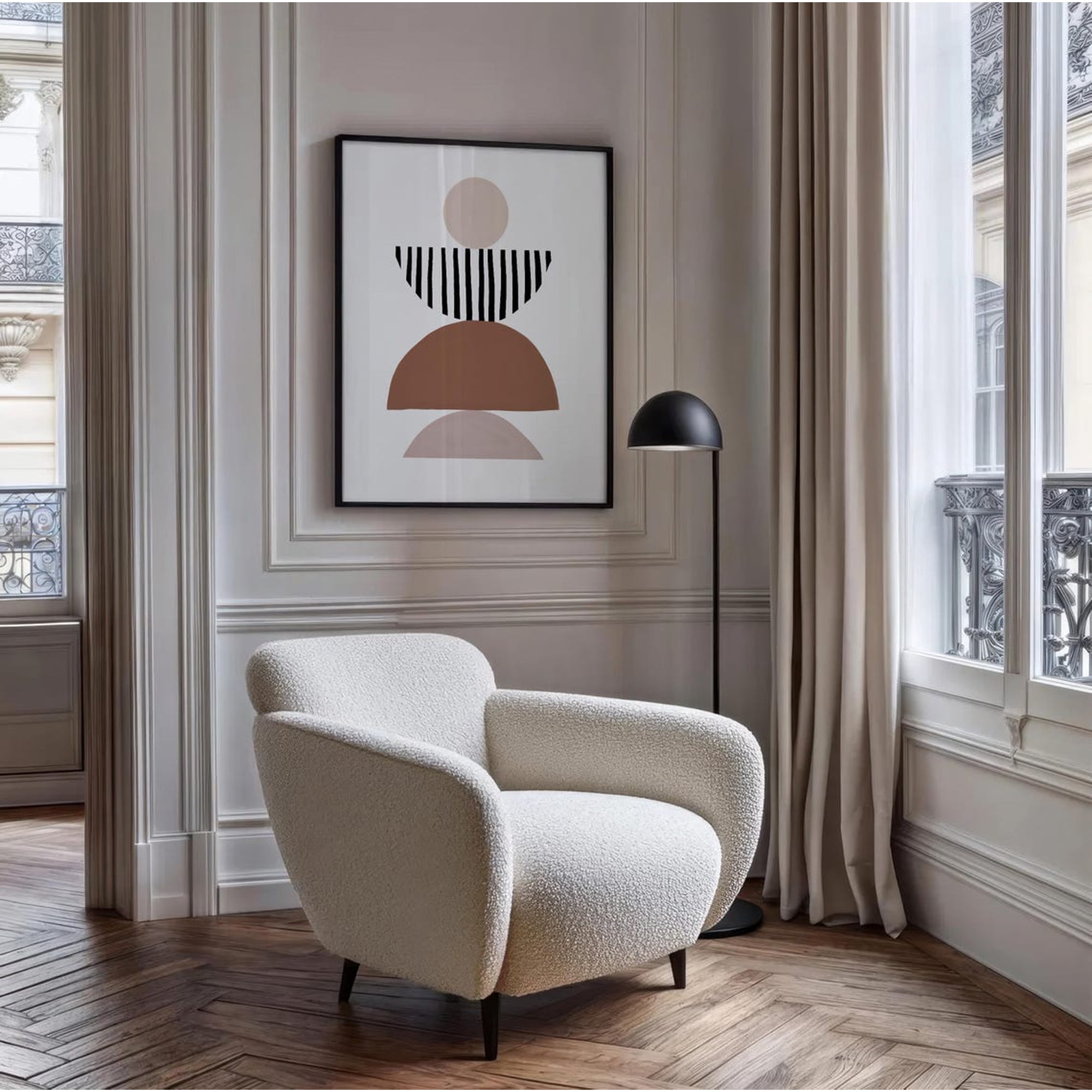 Geometric Wall Art Print Neutral Boho Abstract Minimalist Modern Modern Living Room And Office Decor