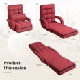 thumbnail image 4 of Chaise Longue d'Intérieur, Sofa Paresseux Pliant Chaise de Sol avec Dossier Réglable à 5 Positions Coussin Lombaire, Lit de Repos avec Accoudoirs (Rouge), 4 of 9