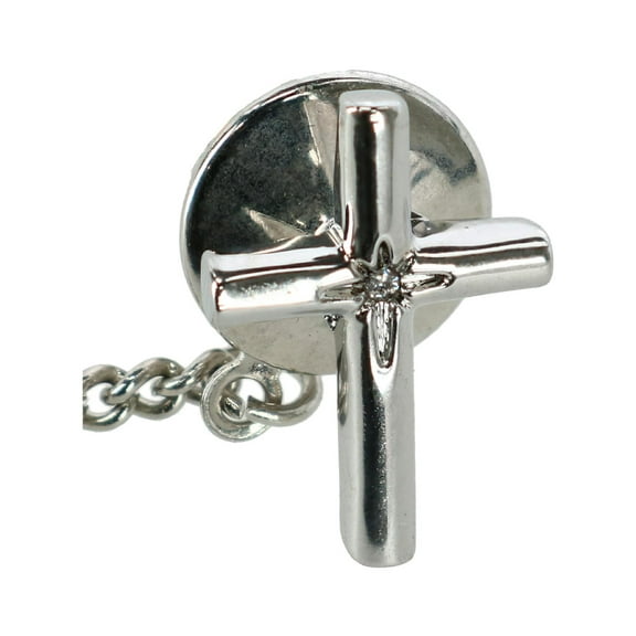Ascentix Elegant Cross Tie Tack with Crystal Center for Formal Wear (Men)