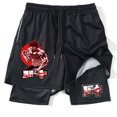 thumbnail image 3 of Pantalones cortos de gimnasio con estampado de Anime para hombre, 2 en 1, malla de secado rápido, culturismo, Fitness, correr, Verano, 3 of 5