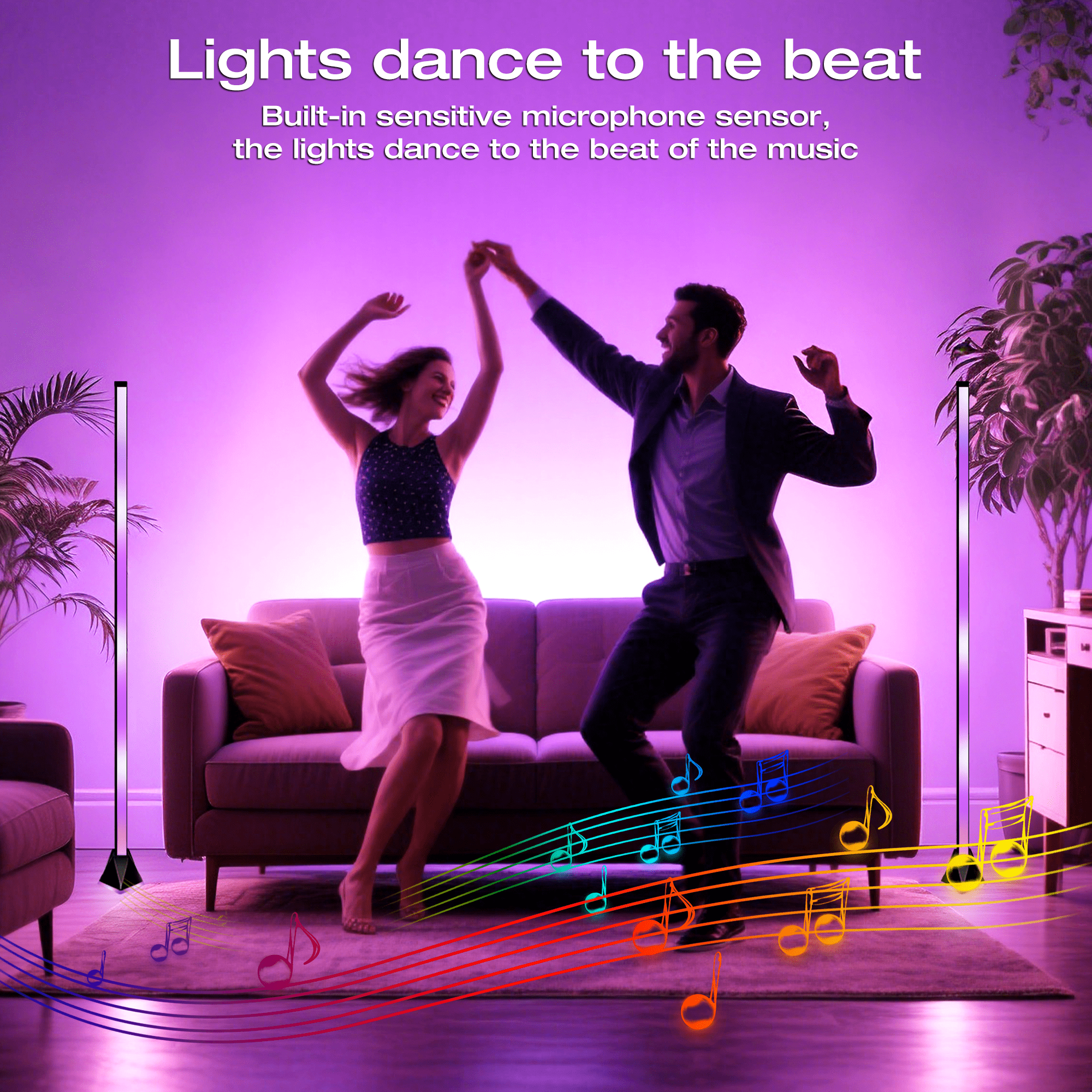 Alichome LED Corner Floor Lamp, with App & Remote Control, Smart RGB 16M Colors, 68+ Scenes, Music Sync, Standing Light for Living Rooms, Gaming Rooms