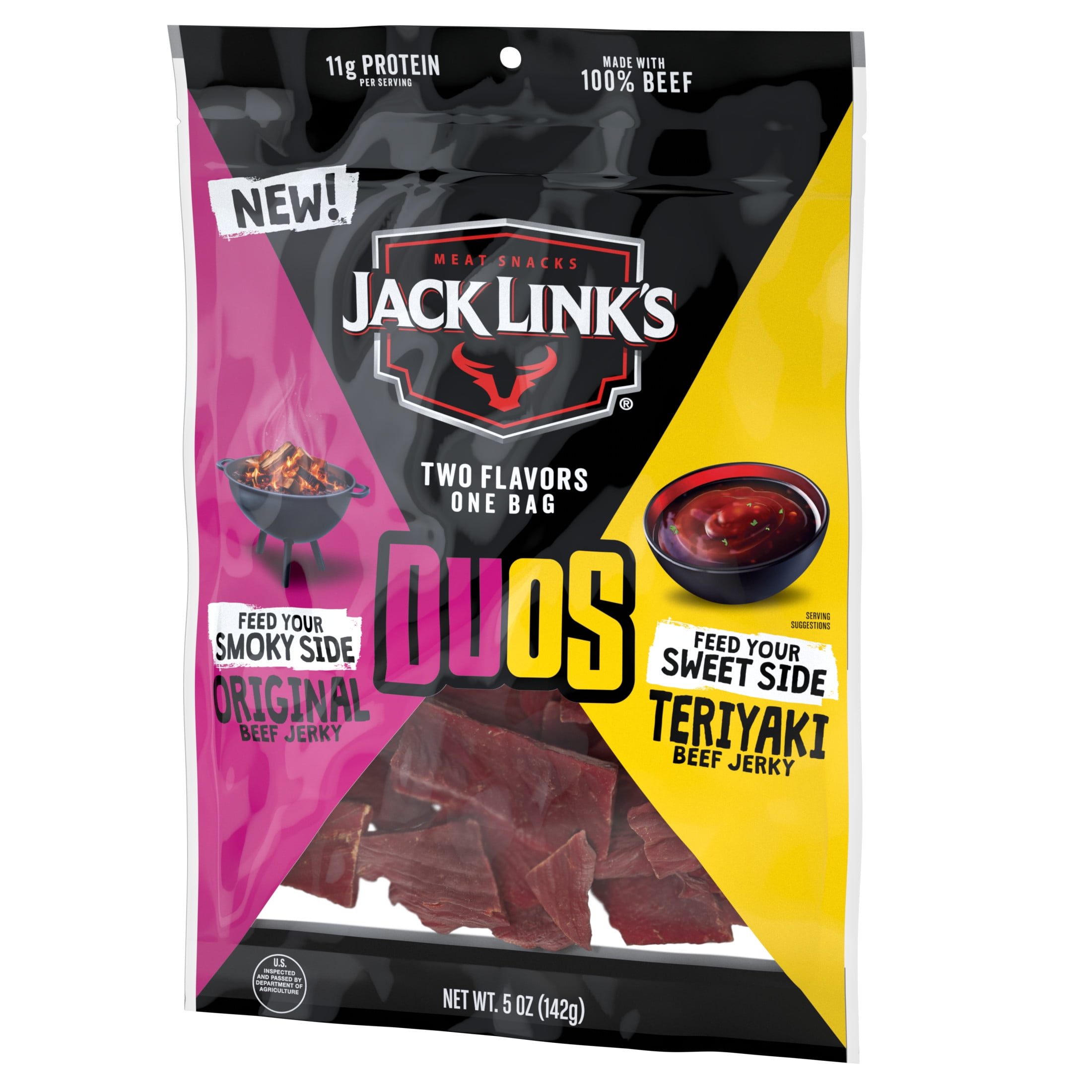 Jack Link's DUOS Original and Teriyaki Beef Jerky, 5 Ounce, 11g of