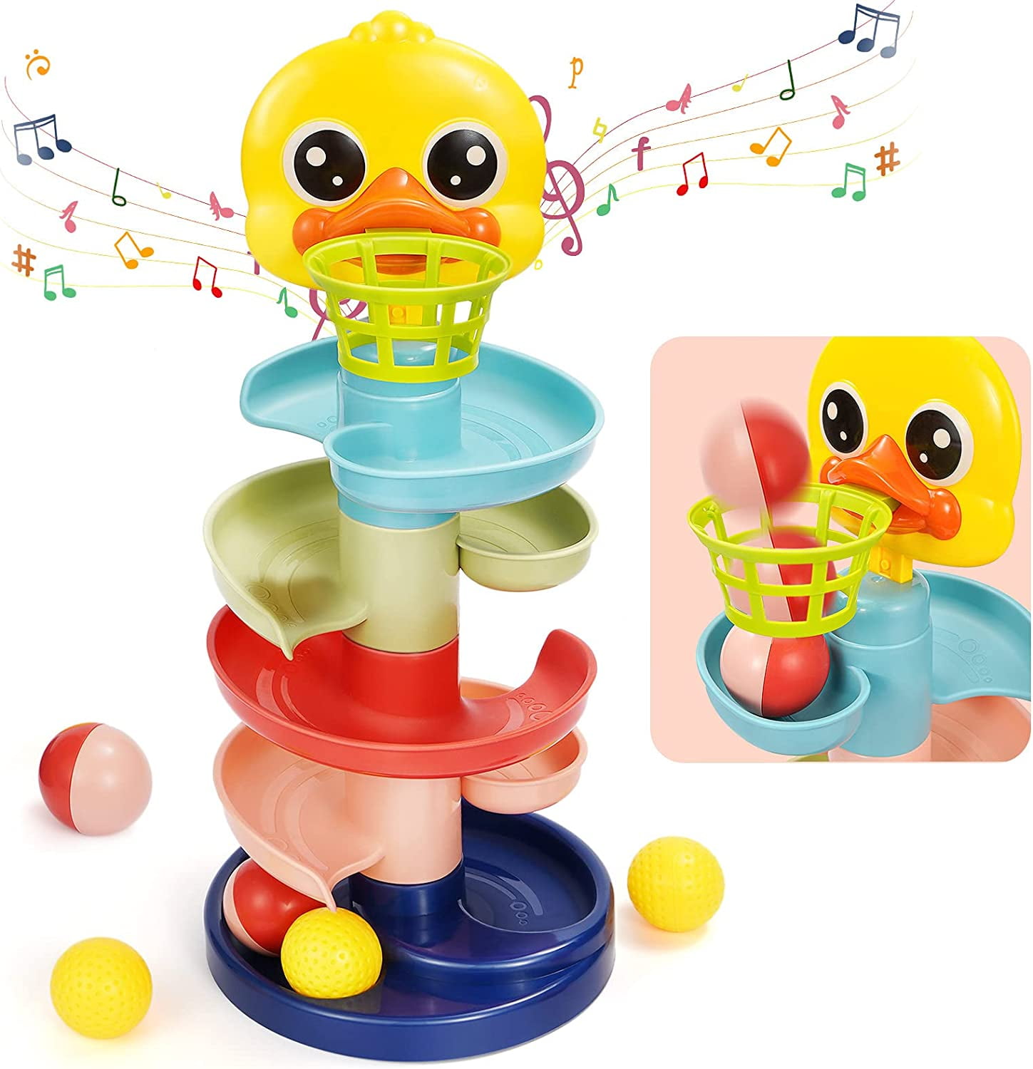 Ball Drop Toys, Ucradle 5 Layer Ball Drop and Roll Swirling Tower Baby